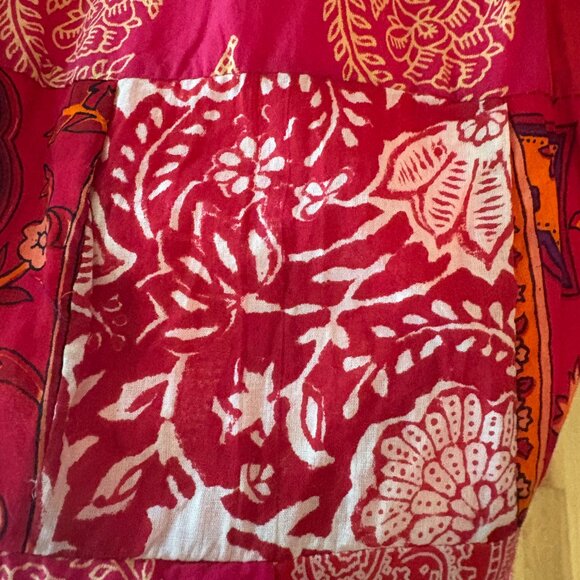 Henna Patchwork Red Maxi Skirt 100% Cotton Bohemian Hippie Flowy Floral Size L - Picture 5 of 10